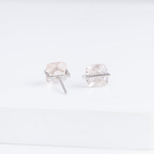 Load image into Gallery viewer, Band one-of-a-kind platinum iridescent morganite studs