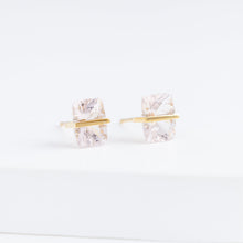 Load image into Gallery viewer, Band rectangular morganite studs
