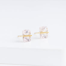 Load image into Gallery viewer, Band rectangular morganite studs