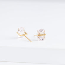 Load image into Gallery viewer, Band rectangular morganite studs