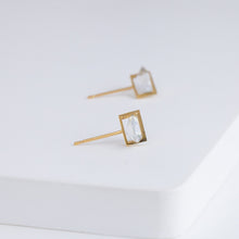 Load image into Gallery viewer, Band triangle moonstone studs