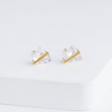 Load image into Gallery viewer, Band triangle moonstone studs