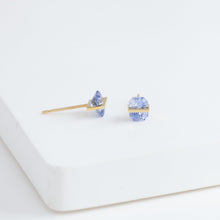 Load image into Gallery viewer, Band icy blue sapphire studs