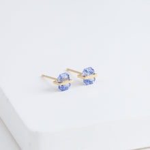 Load image into Gallery viewer, Band icy blue sapphire studs