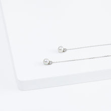 Load image into Gallery viewer, Baby Akoya pearl single pearl diamond drop platinum earrings
