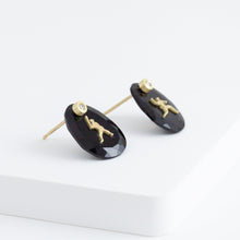 Load image into Gallery viewer, Baseball MVP onyx diamond earrings