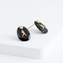 Load image into Gallery viewer, Baseball MVP onyx diamond earrings