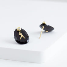 Load image into Gallery viewer, Baseball MVP onyx diamond earrings