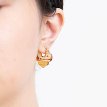 Load image into Gallery viewer, Crest sepia landscape agate Morrocan earrings