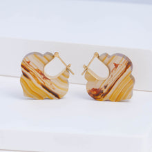 Load image into Gallery viewer, Crest sepia landscape agate Morrocan earrings