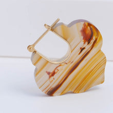 Load image into Gallery viewer, Crest sepia landscape agate Morrocan earrings
