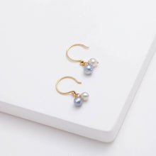 Load image into Gallery viewer, Baby Akoya pearl double pearl hook earrings