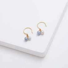 Load image into Gallery viewer, Baby Akoya pearl double pearl hook earrings