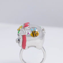 Load image into Gallery viewer, Silver piggy bank ring