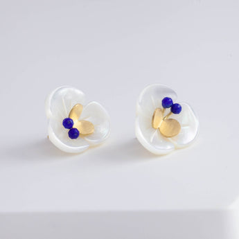 Plum flower lapis lazuli butterfly earrings