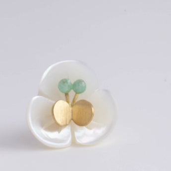 Plum flower emerald butterfly earrings