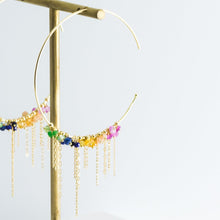 Load image into Gallery viewer, Rainbow mixed beaded large hoop earrings - Kolekto