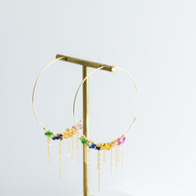 Load image into Gallery viewer, Rainbow mixed beaded large hoop earrings - Kolekto