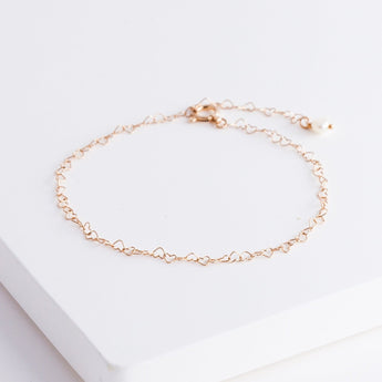 Heart chain bracelet (rose gold) - Kolekto