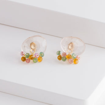 Fairy rose quartz and mixed stone earrings - Kolekto