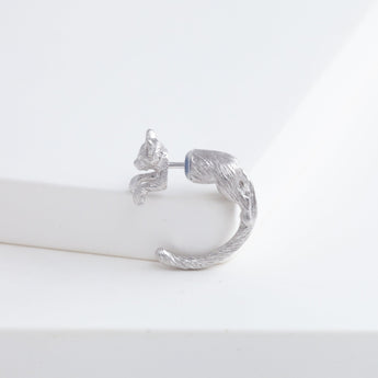 Cat through earring (rhodium plated silver)