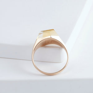 Mini rock crystal citrine ring - rose gold plated silver