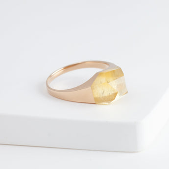 Mini rock crystal citrine ring - rose gold plated silver