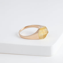 Load image into Gallery viewer, Mini rock crystal citrine ring - rose gold plated silver
