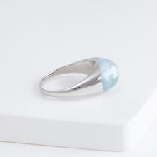 Load image into Gallery viewer, Mini rock round blue aquamarine ring - silver
