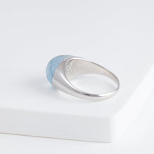 Load image into Gallery viewer, Mini rock round blue aquamarine ring - silver
