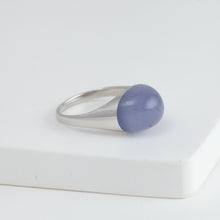Load image into Gallery viewer, Mini rock round blue chalcedony ring - silver
