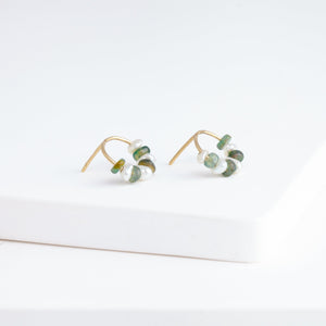 Half moon opal and pearl studs (small)