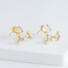 Load image into Gallery viewer, Fairy opal and pearl earrings
