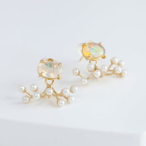 Fairy opal and pearl earrings