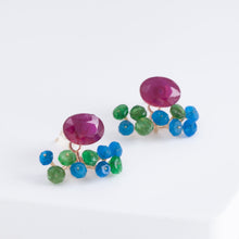 Load image into Gallery viewer, Fairy ruby and mixed stones earrings (facet-ruby)
