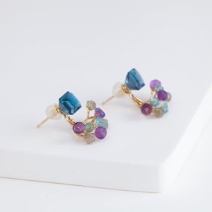 Fairy London blue topaz and mixed stones earrings