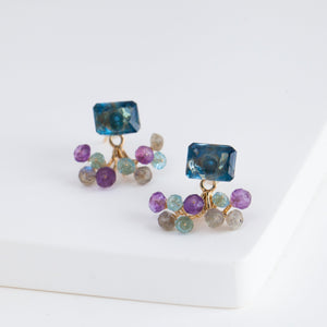 Fairy London blue topaz and mixed stones earrings
