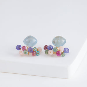 Fairy aquamarine and mixed stones earrings