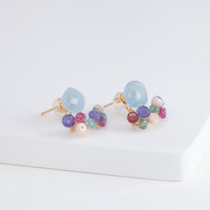 Fairy aquamarine and mixed stones earrings