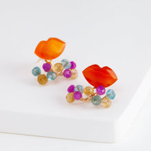 Load image into Gallery viewer, Fairy lip carnelian and mixed stone earrings
