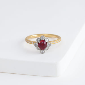 Spread ruby diamond ring