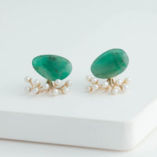 Load image into Gallery viewer, Fairy large emerald and pearl earrings
