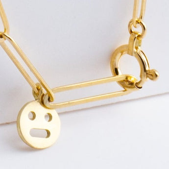 Smiley paper clip chain necklace