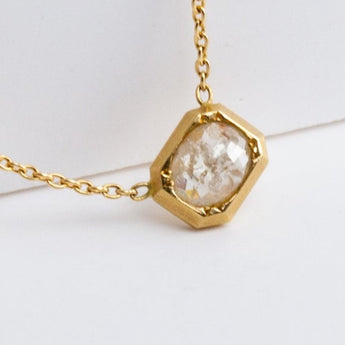 One-of-a-kind oval diamond octagon necklace