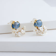 Load image into Gallery viewer, Fairy london blue topaz and pearl earrings
