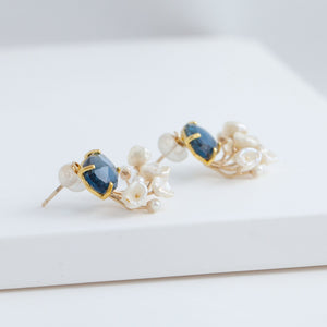 Fairy london blue topaz and pearl earrings