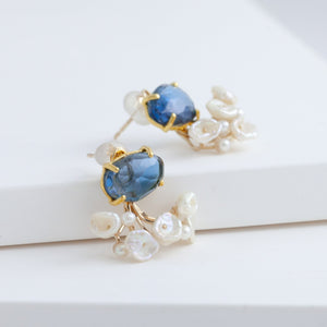Fairy london blue topaz and pearl earrings
