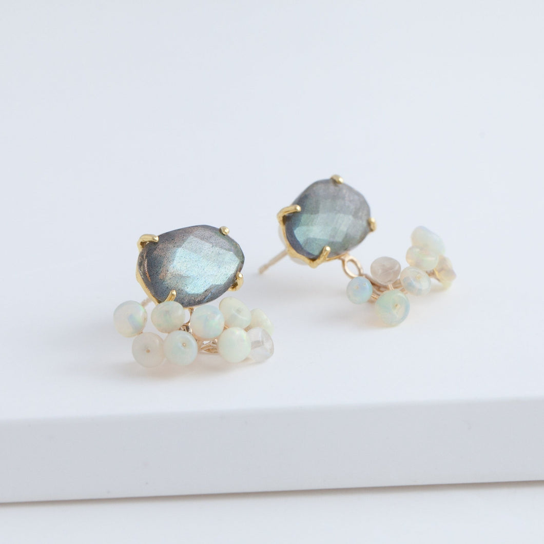 Fairy labradorite and opal earrings