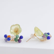 Load image into Gallery viewer, Fairy lemon quartz flower and mixed stone earrings

