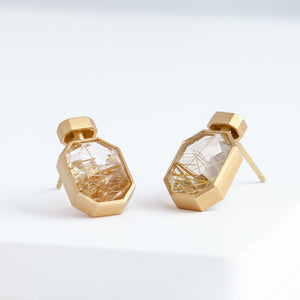 Bottle vertical rutilated quartz earrings